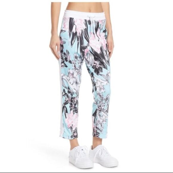 NIKE -Floral Femme Pink & Teal Ankle Track Pants - Picture 3 of 11